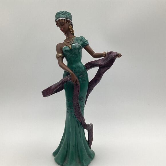 Home Interiors "Ulana" Green Ceramic Figurine 11”Elegant Decor Piece - Picture 1 of 7